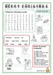 English Worksheet: christmas activities