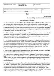 English Worksheet: end term test n1