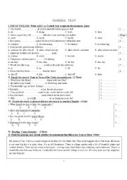 English Worksheet: SIMPLE PRESENT TENSE - GRAMMAR TEST