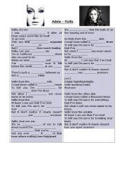 English Worksheet: Hello - Adele