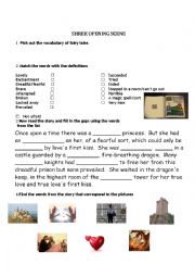 English Worksheet: shrek opening scene - fairy tales