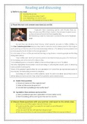 English Worksheet: reading and speaking