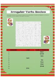 English Worksheet: Irregular Verb Review. Xmas Theme