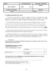 English Worksheet: end of ter test 8th form
