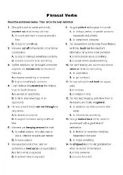 English Worksheet: Phrasal Verbs