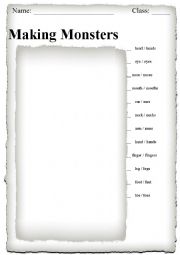 English Worksheet: Making Monsters