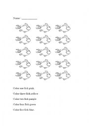 English Worksheet: colors and numbers