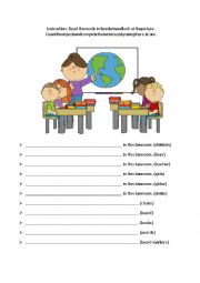 English Worksheet: There is /There are
