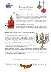 English Worksheet: Christmas and Hanukah