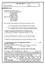 English Worksheet: Mid-Term test N1(4 th Year)