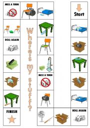 English Worksheet: Wheres my stuff? Boardgame