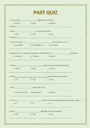 English Worksheet: PAST QUIZ