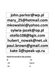 English Worksheet: E-mail address