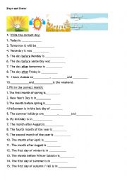 English Worksheet: Days and Dates