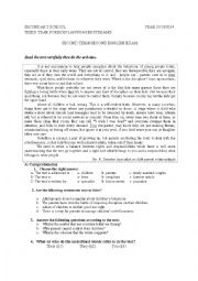 English Worksheet: exam