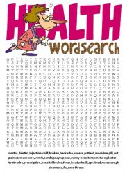 English Worksheet: Wordsearch Series 7-Health wordsearch and other vocabulary exercises
