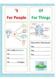 English Worksheet: S and of
