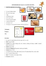 English Worksheet: THE GIMGERBRAD COOKIE RECIPE