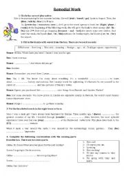 English Worksheet: Remedial Work 1