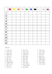 English Worksheet: Colours and numbers