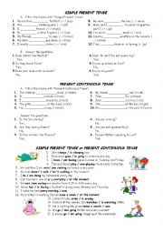 English Worksheet: simple present vs.present continuous tense