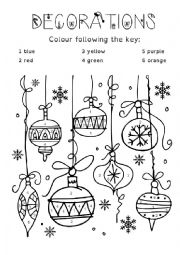 English Worksheet: Christmas decorations