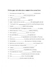 English Worksheet: Make or do