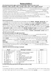 English Worksheet: review activities for 2nd year term 1