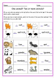 Single and plural nouns - a or an - s or es -