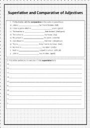 English Worksheet: Superlative and comparatives exercises