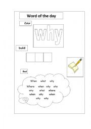 English Worksheet: why sight word