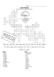 English Worksheet: Latin & Greek Root Words Crossword & Writing Exercise