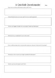 A quickish questionnaire