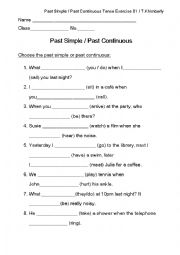 English Worksheet: past continuous/past simple