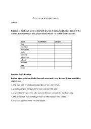 English Worksheet: common and proper nouns