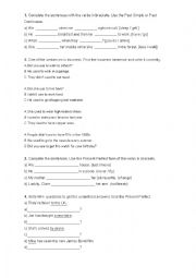 English Worksheet: Past Tenses