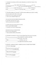 English Worksheet: Past Tenses