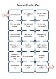 English Worksheet: Grammar Revision Maze (be / have got)