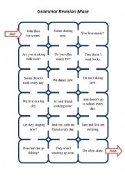 English Worksheet: Grammar Revision Maze (Present Simple / Present Continuous)