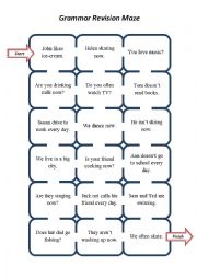 Grammar Revision Maze (Present Simple / Present Continuous)