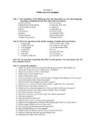 English Worksheet: While you were sleeping 