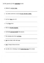English Worksheet: WH-questions (Present Simple/Progressive)