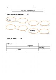 English Worksheet: Days and months test 