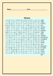 English Worksheet: Nature - wordsearch
