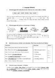 English Worksheet: Test  7th form 