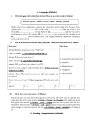 English Worksheet: Test  9th form