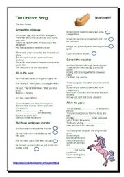 English Worksheet: The Unicorn Song