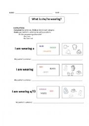 English Worksheet: What is she/he wearing?