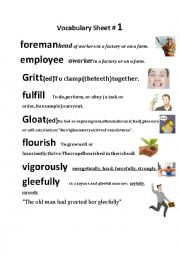 English Worksheet: VOCABULARY for TRESURES series