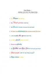 English Worksheet: mind your manners